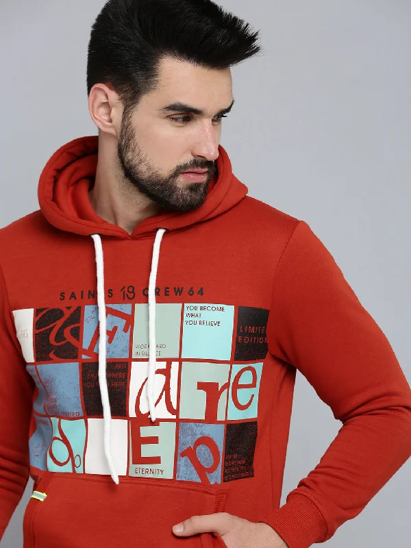Limited Offer Men Orange Solid Sweatshirt