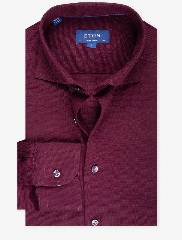 Seasonal Sale Burgundy Pique Contemporary Shirt