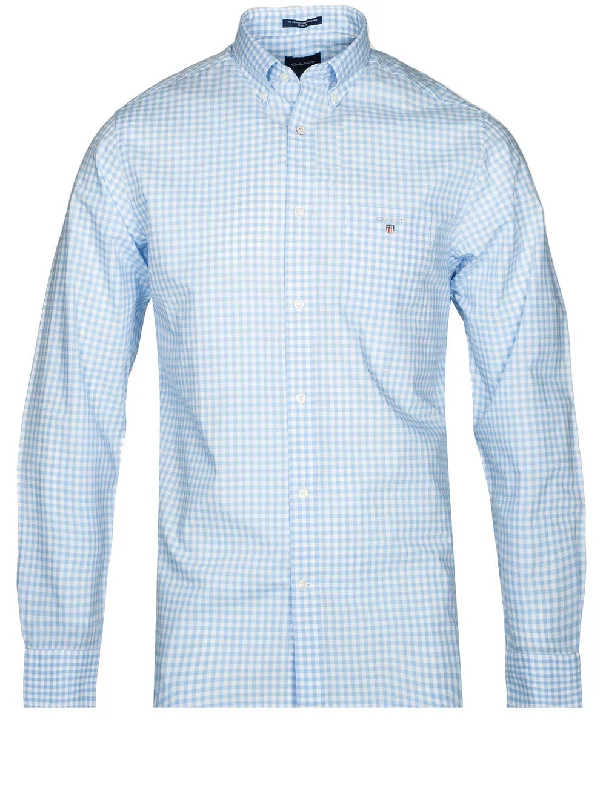 Deal Dash Regular Fit Gingham Broadcloth Shirt Capri Blue