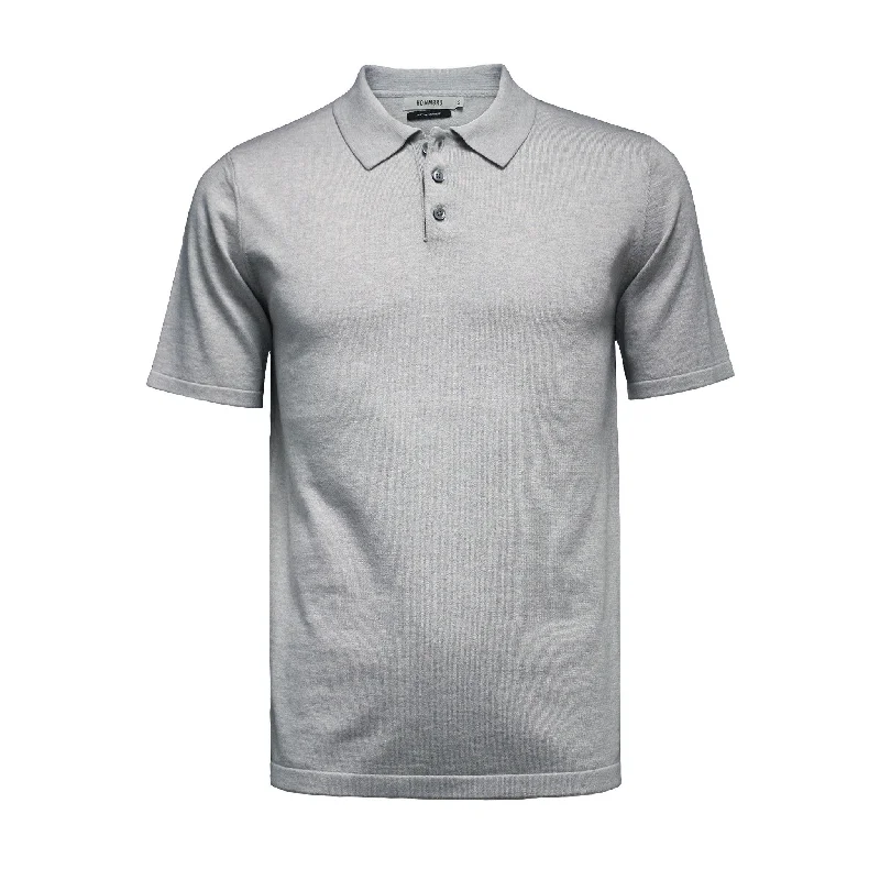 Discount Deals Grey Cotton Cashmere 3 Button Polo Shirt Oahu