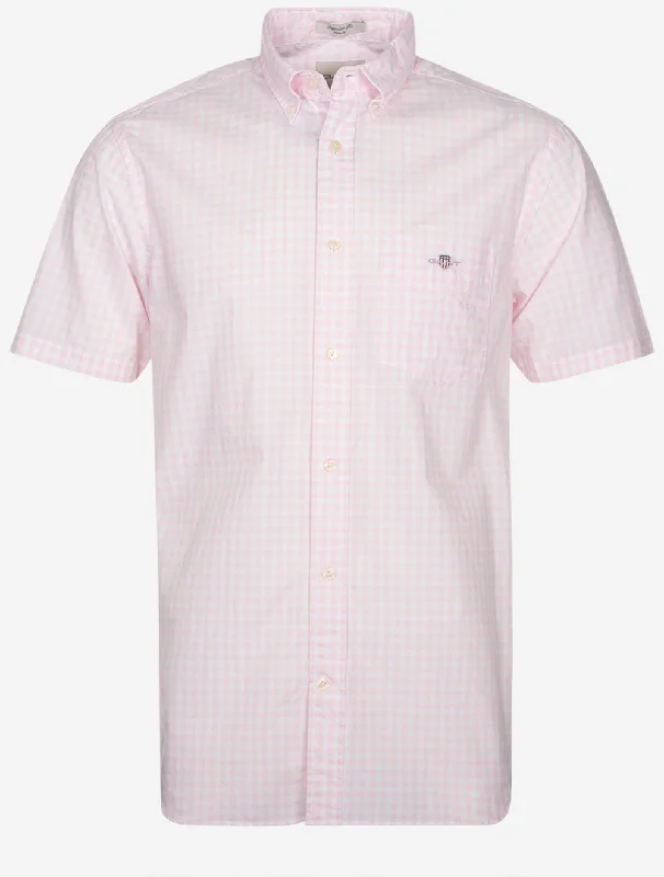 Weekend Special Regular Poplin Gingham Short Sleeve Shirt Light Pink