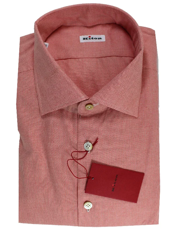 Year-End Sale Kiton Shirt Pink Mini Houndstooth Sartorial Dress Shirt 43 - 17 REDUCED - SALE Year-End Sale Kiton Shirt Pink Mini Houndstooth Sartorial Dress Shirt 43 - 17 REDUCED - SALE