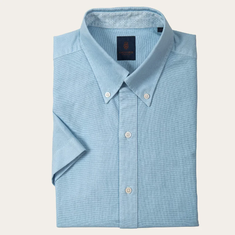 Instant Savings Sky Tailored Fit Oxford Button Down Short Sleeve Shirt