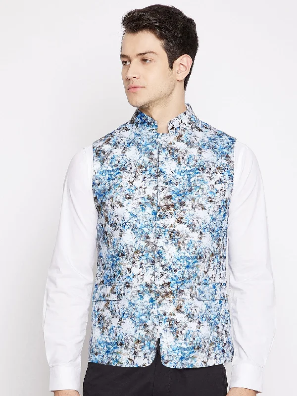 Hurry In Insey Abstract Print Nehru Jacket