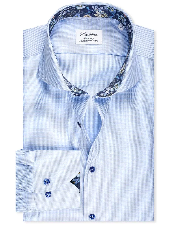 Great Bargains Contrast Floral Inlay Shirt Blue