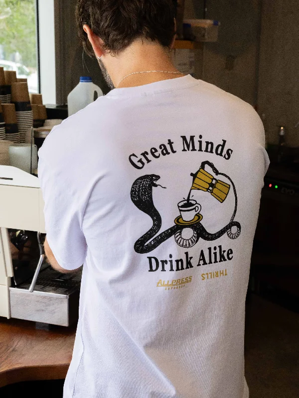 Limited Quantity Allpress X Thrills Great Minds Drink Alike Oversize Pocket Tee - White