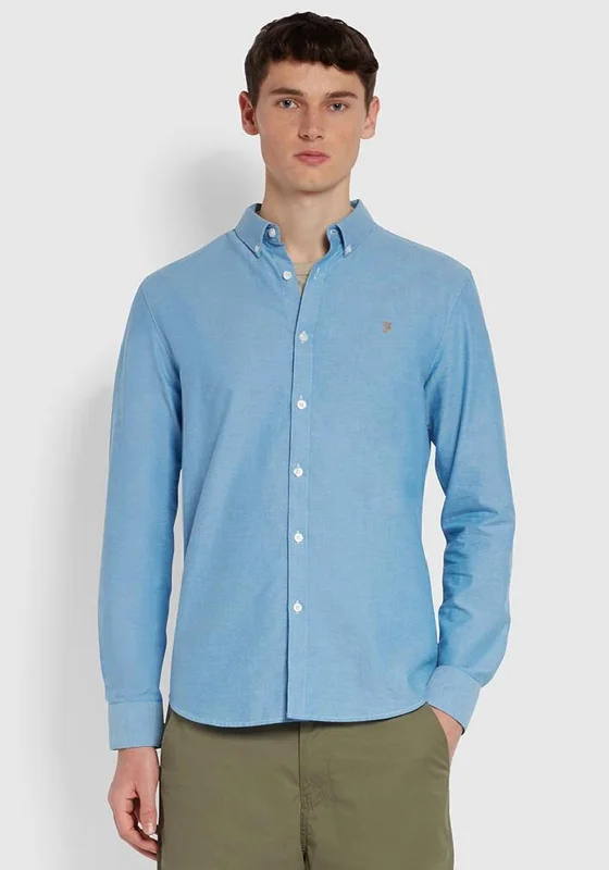 Weekend Bargains Await You Farah Brewer Oxford Shirt, Mid Blue