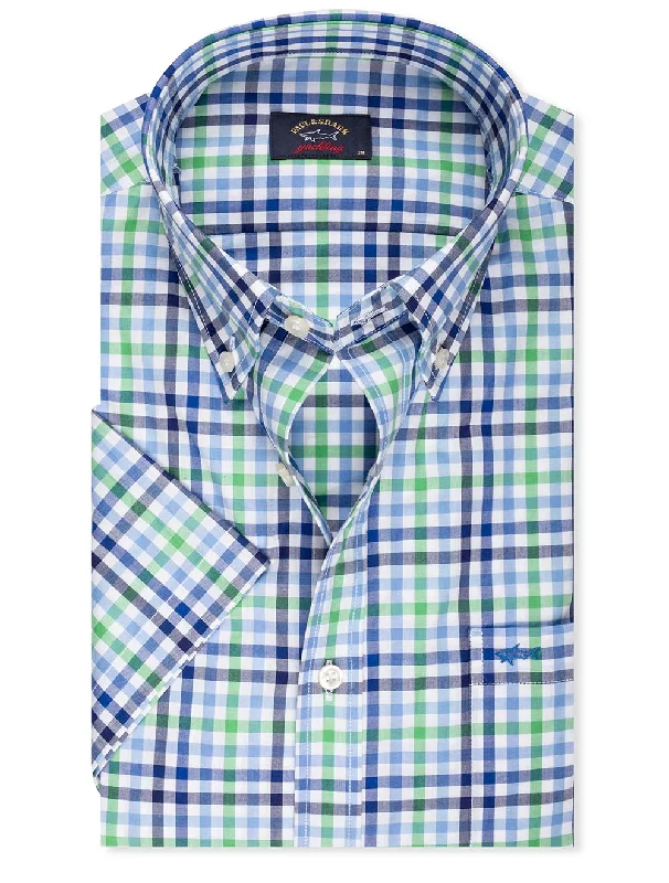 Unmissable Offer Buttondown Shortsleeve Gingham Check Shirt Green