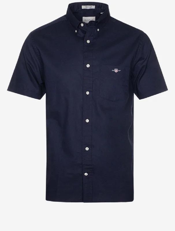 Amazing Deals Regular Cotton Linen Short Sleeve Shirt Evening Blue
