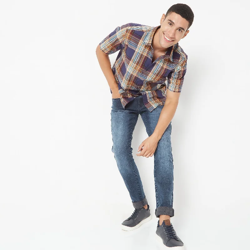 Flash Sale Slim Fit Checkered Shirt