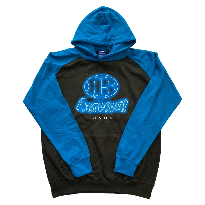 Instant Discount A.S. Neon Baseball Hoodie ( Jet Black & Sapphire Blue )