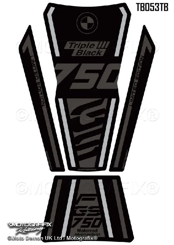 Price Slash Motografix BMW F750GS TE 2022 Triple Black Tank Pad Protector (TB053TB)