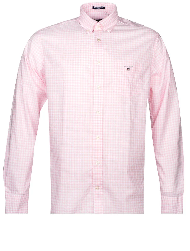 Weekend Steals Await Regular Fit Gingham Broadcloth Shirt California Pink