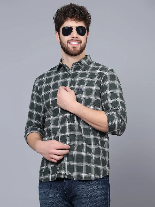 Limited Time Men's Olive Green Casual Medium Checks Full Sleeve Shirt
