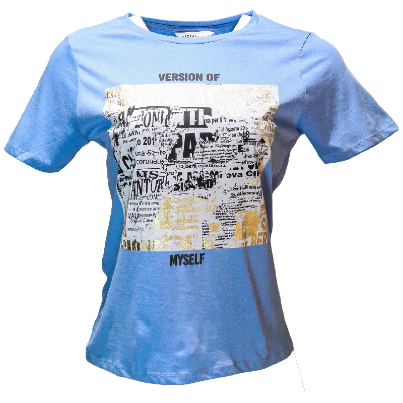 Weekend Savings Delight Blue Foil Printed T Shirt