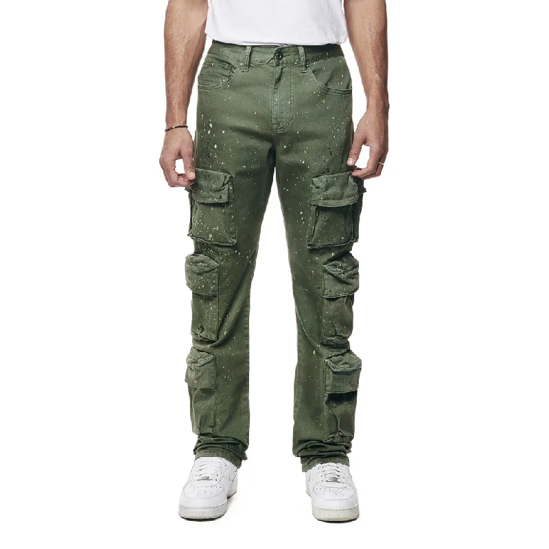 The Best Prices Straight Airbrushed and Heavy Splattered Twill Pants - Vintage Army