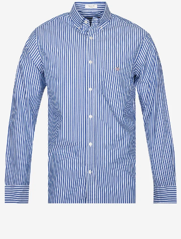 Super Bargain Regular Fit Poplin Stripe Shirt College Blue