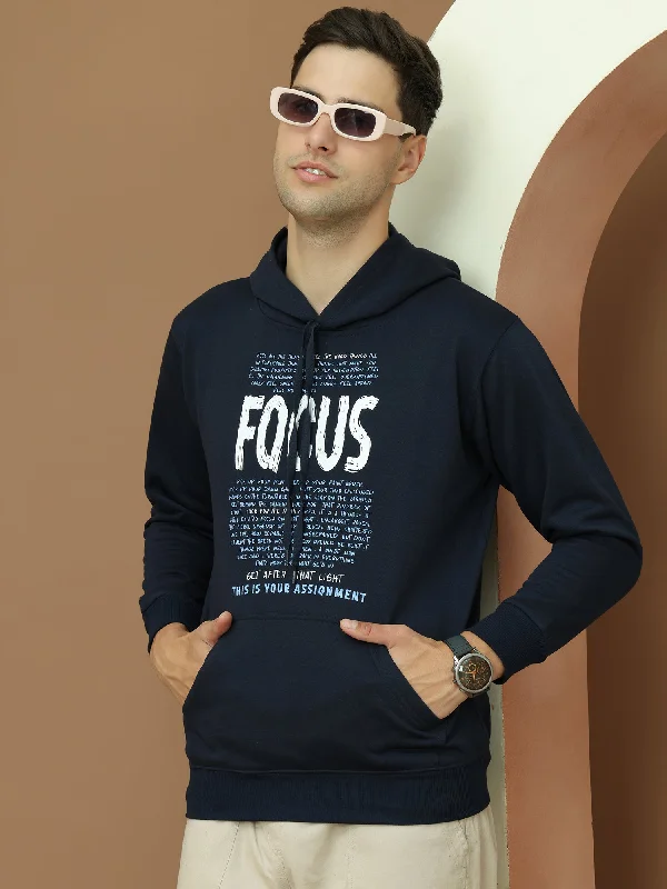 Weekend Flash Sale VimaL Jonney Regular Fit Blue Printed Hoodie For Men