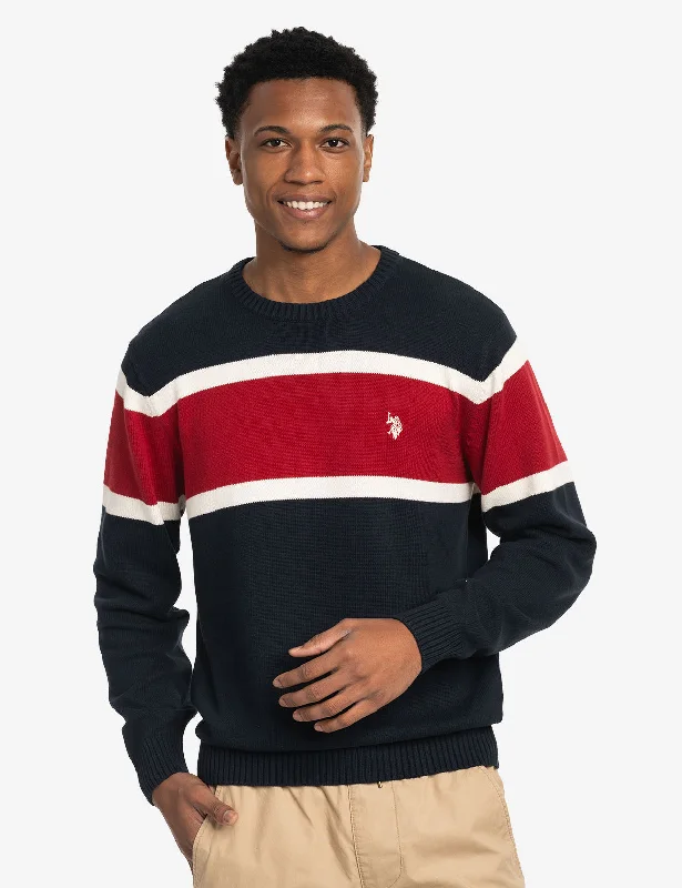 Take Advantage SOFT ENGINEERED STRIPE CREW NECK SWEATER
