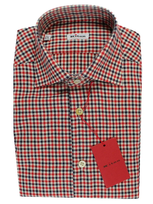Limited Time Discount Kiton Dress Shirt White Navy Red Check Design 39 - 15 1/2 SALE