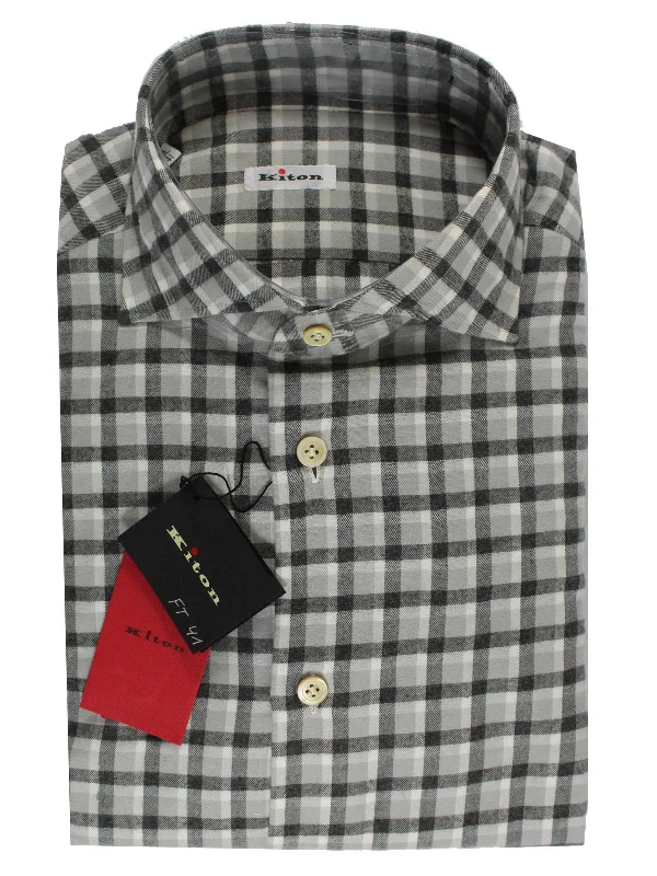 Stock Clearance Kiton Shirt Gray White Black Check 41 - 16 SALE