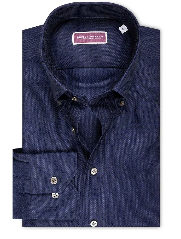 Limited Time Offer Waffle Pique Buttondown Shirt Navy