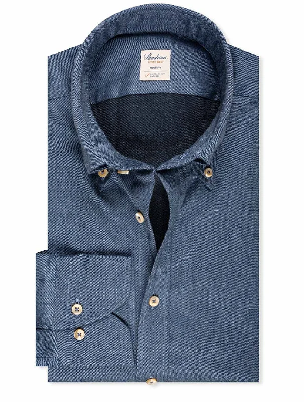 Amazing Value Fitted Flannel Shirt Navy
