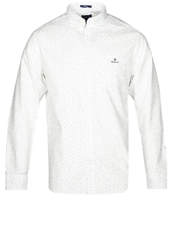 Weekend Discounts to Grab Regular Fit Micro Print Oxford Button-down Shirt White