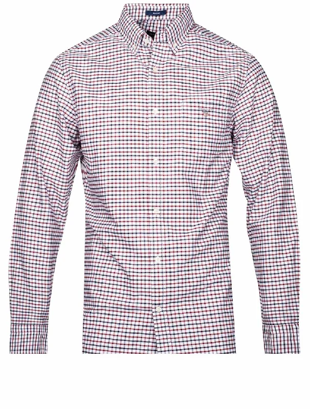 Weekend Bargains to Relish Regular Fit Tattersall Oxford Shirt Cabernet Red