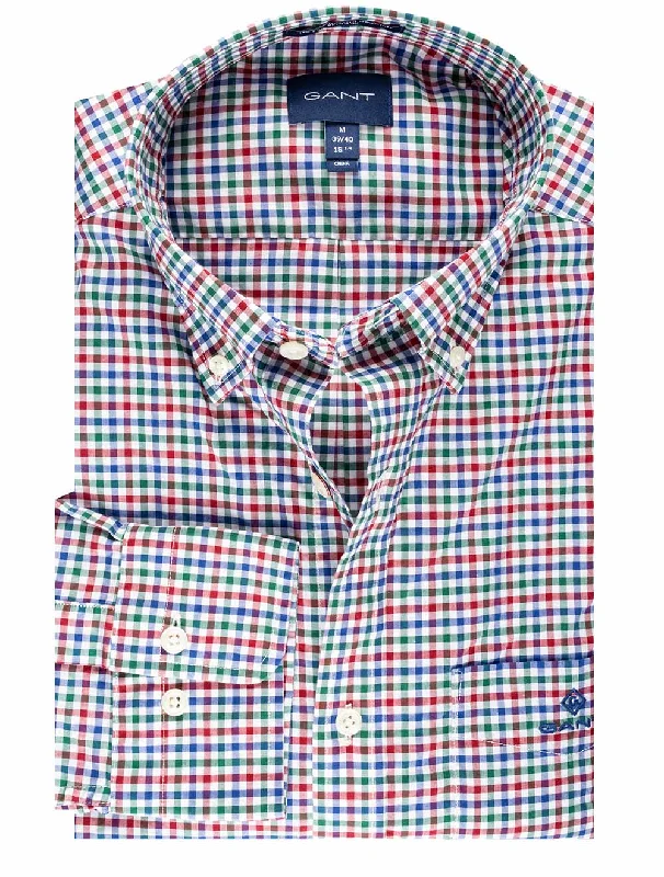 Weekend Specials to Cherish Regular Fit 3-Color Gingham Broadcloth Shirt Mahogany Red