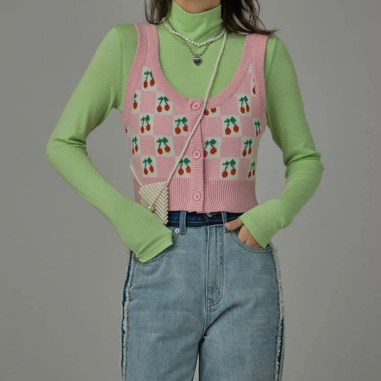Best Seller Cherry Checkerboard Vest (Pink)