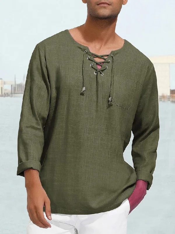 Exclusive Savings V Neck Cotton Shirt With Pocket