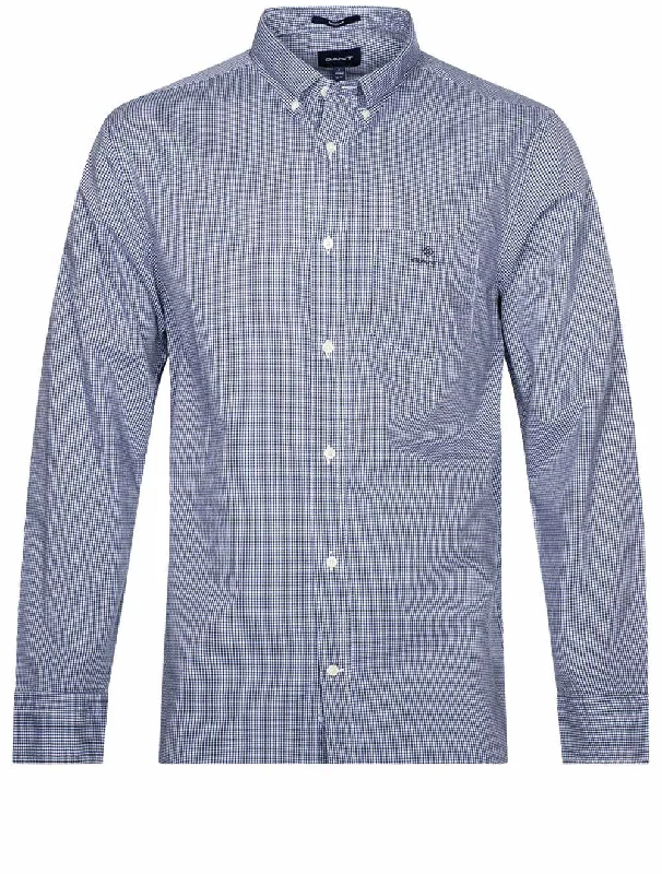 Weekend Bargains Await You Regular Fit Poplin Micro Gingham Shirt College Blue