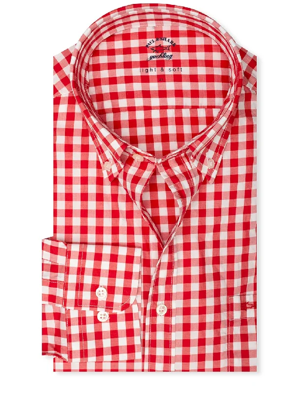 Doorbuster Deal Light And Soft Red Gingham Shirt