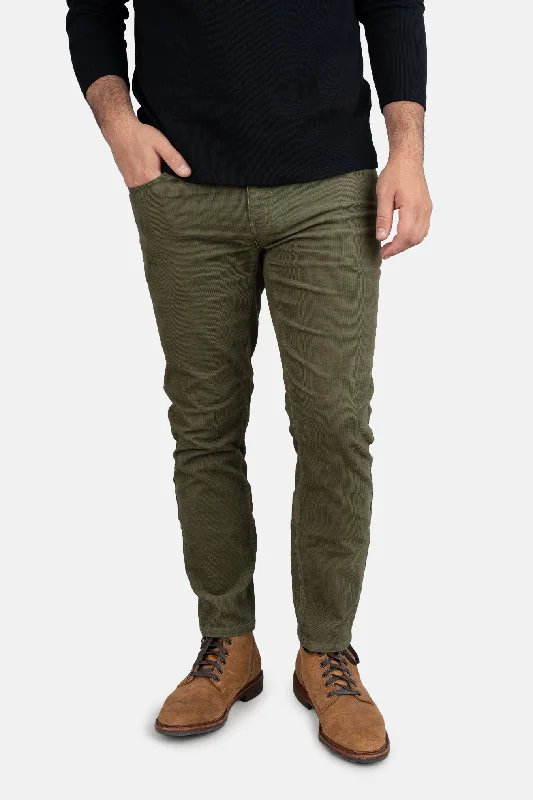 Weekend Bargains to Indulge In Stretch Cord 5 Pocket Pants Olive