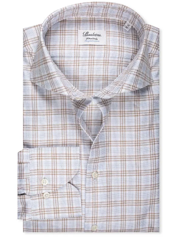 Discount Mania Fitted Plaid Check Shirt Brown