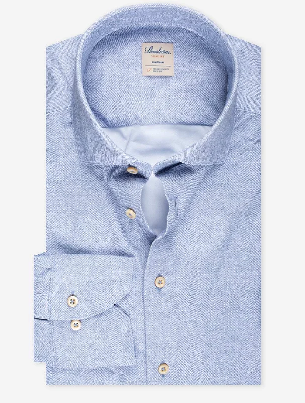 Act Now Slimline Herringbone Jersey Shirt Blue