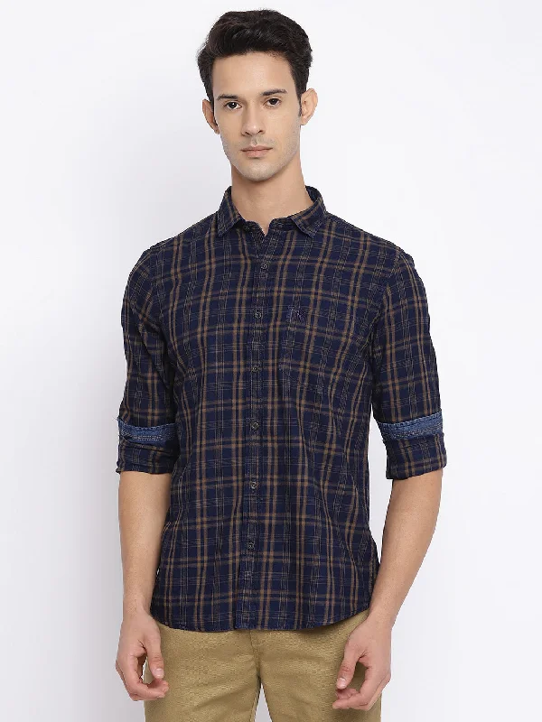 Savings Alert Men's Mustard Casual Medium Checks Full Sleeve Shirt