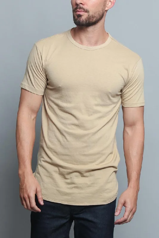 Get It Before It’s Gone Solid Color Long Length Curved Hem T-Shirt