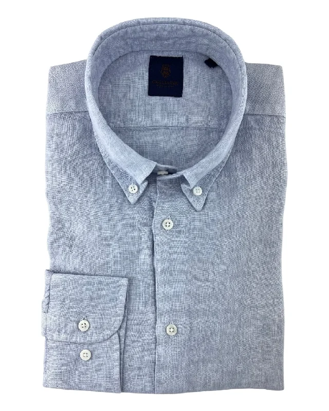 Amazing Value Light Blue Slim Fit Linen Button-Down Shirt