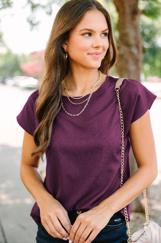 Stock Up and Save Hello Beautiful Plum Purple Cap Sleeve Top