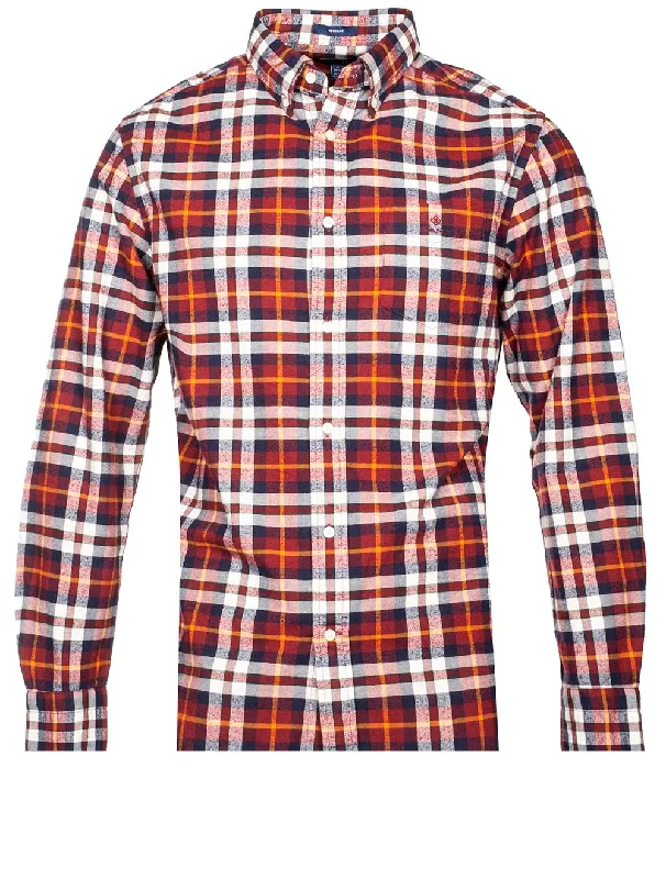 Weekend Offers That Delight Regular Fit Brushed Oxford Tartan Shirt Cabernet Red
