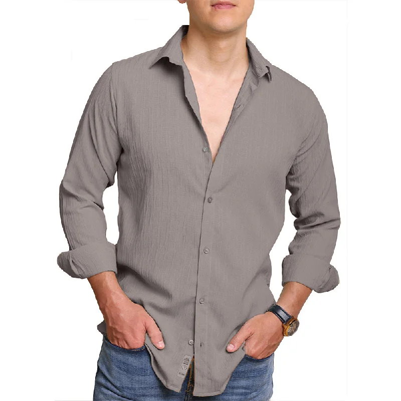 Shop and Save Crushed Self Stripe Grey Shirt