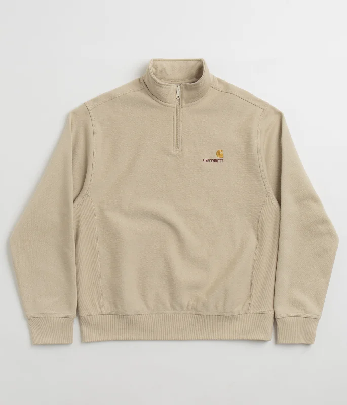 Stock Clearance Carhartt Half Zip American Script Sweatshirt - Fleur De Sel