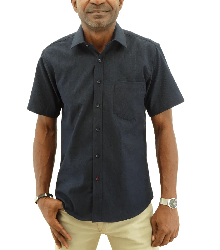 Best Seller 20C786, Jordache, Men's S/S Casual Shirt-Navy- (S-XL)