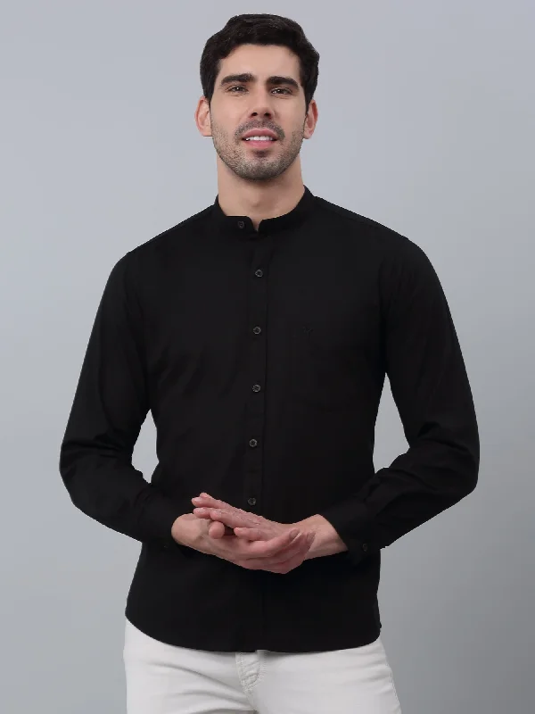 Price Cut Men's Black Casual Plain Full Sleeve Shirt