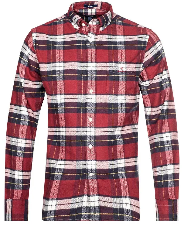 Stock Clearance Regular Fit Flannel Check Shirt Cabernet Red