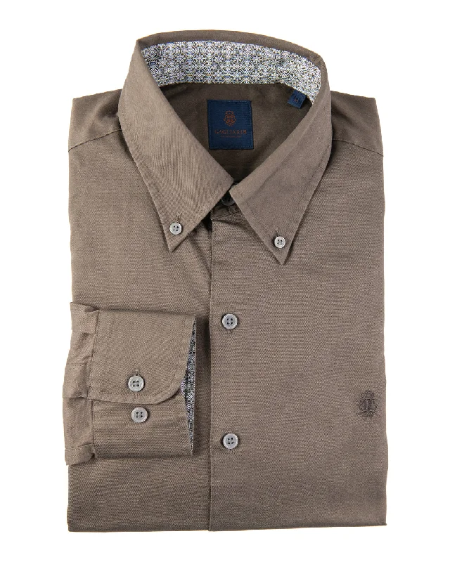 Markdown Sale Taupe Cotton Twill Button Down Shirt