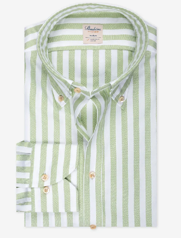 Discount Mania Green Barstripe Fitted Body Shirt