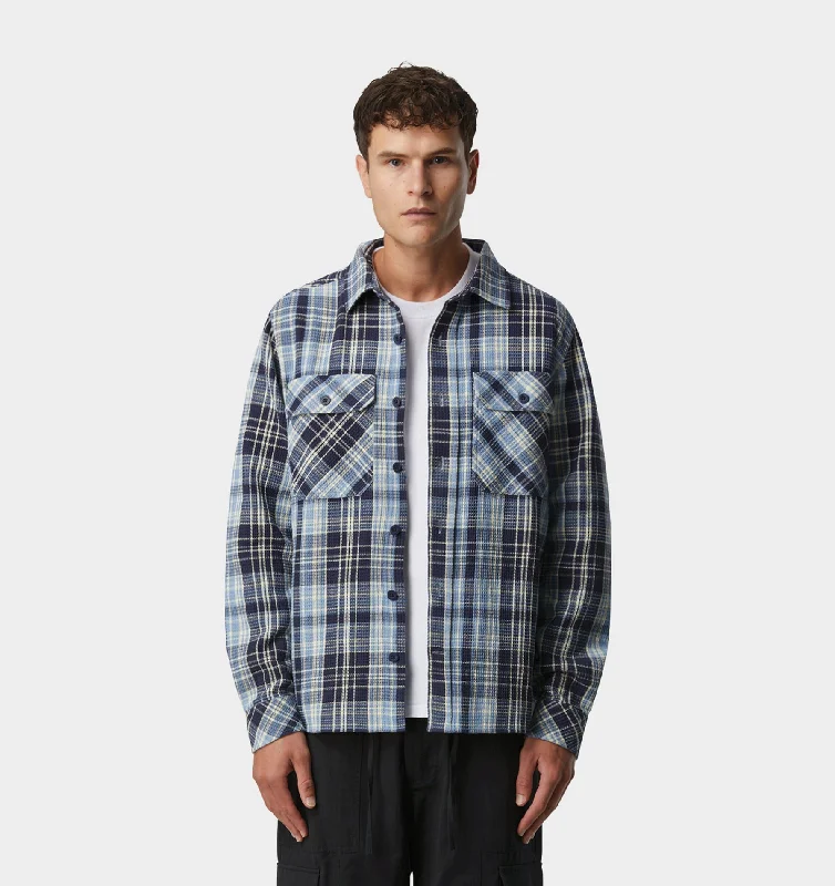 Closeout Check Waffle Shirt - Navy/Butter